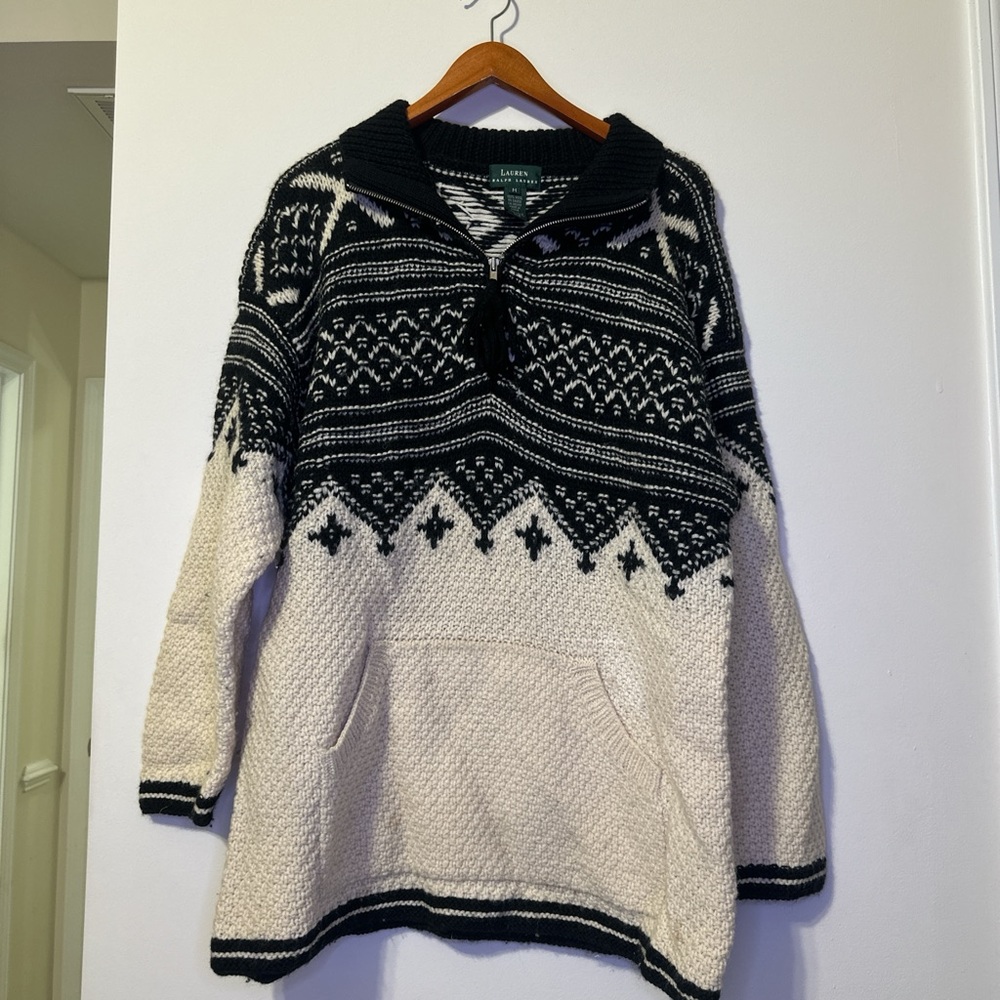 Ralph Lauren Black and Cream Cowl Neck Sweater